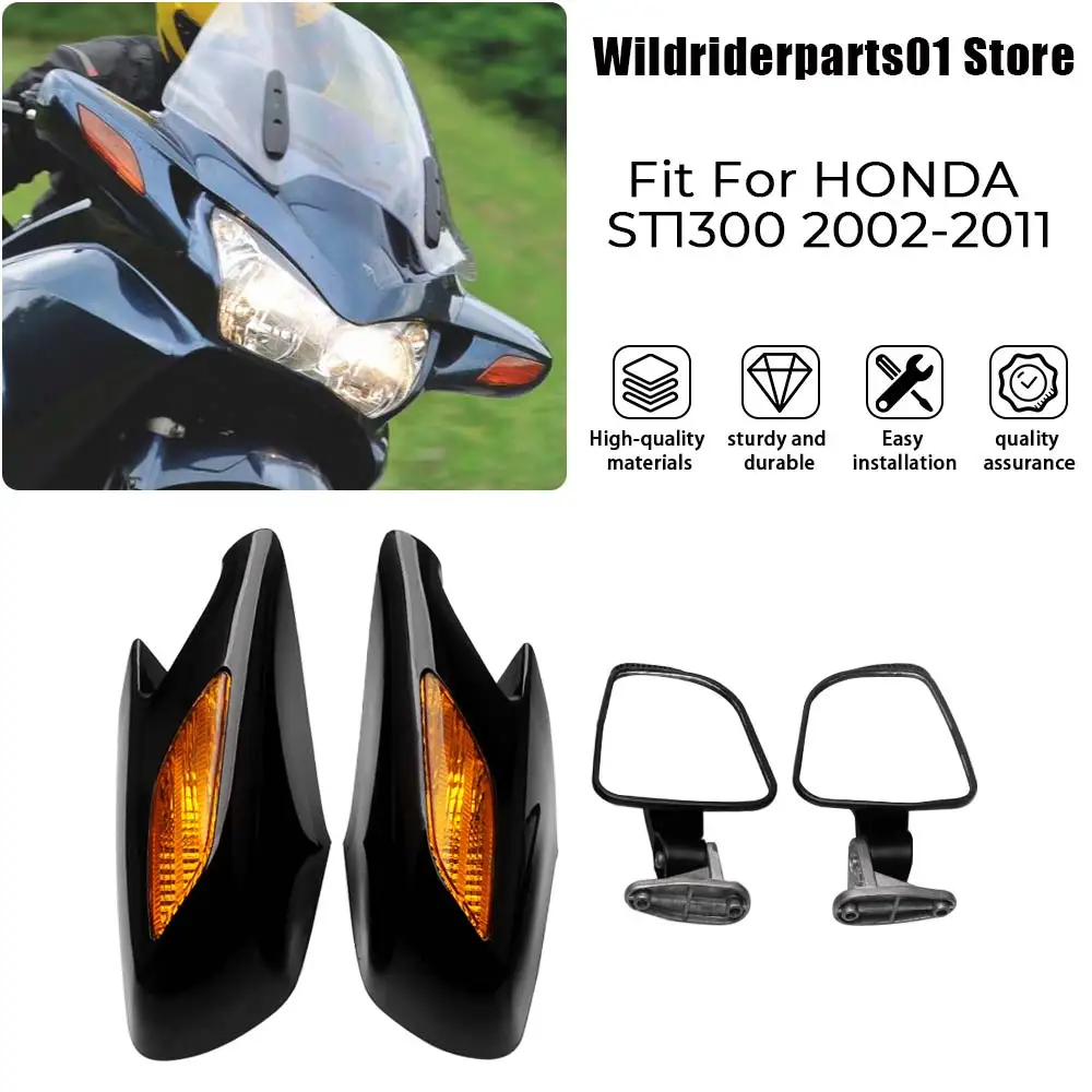 1 Pair Motorcycle Accessories Rear View Mirrors Fit For Both Sides/Motorcycle Turn Signal Cove For HONDA ST1300 2002-2011 models