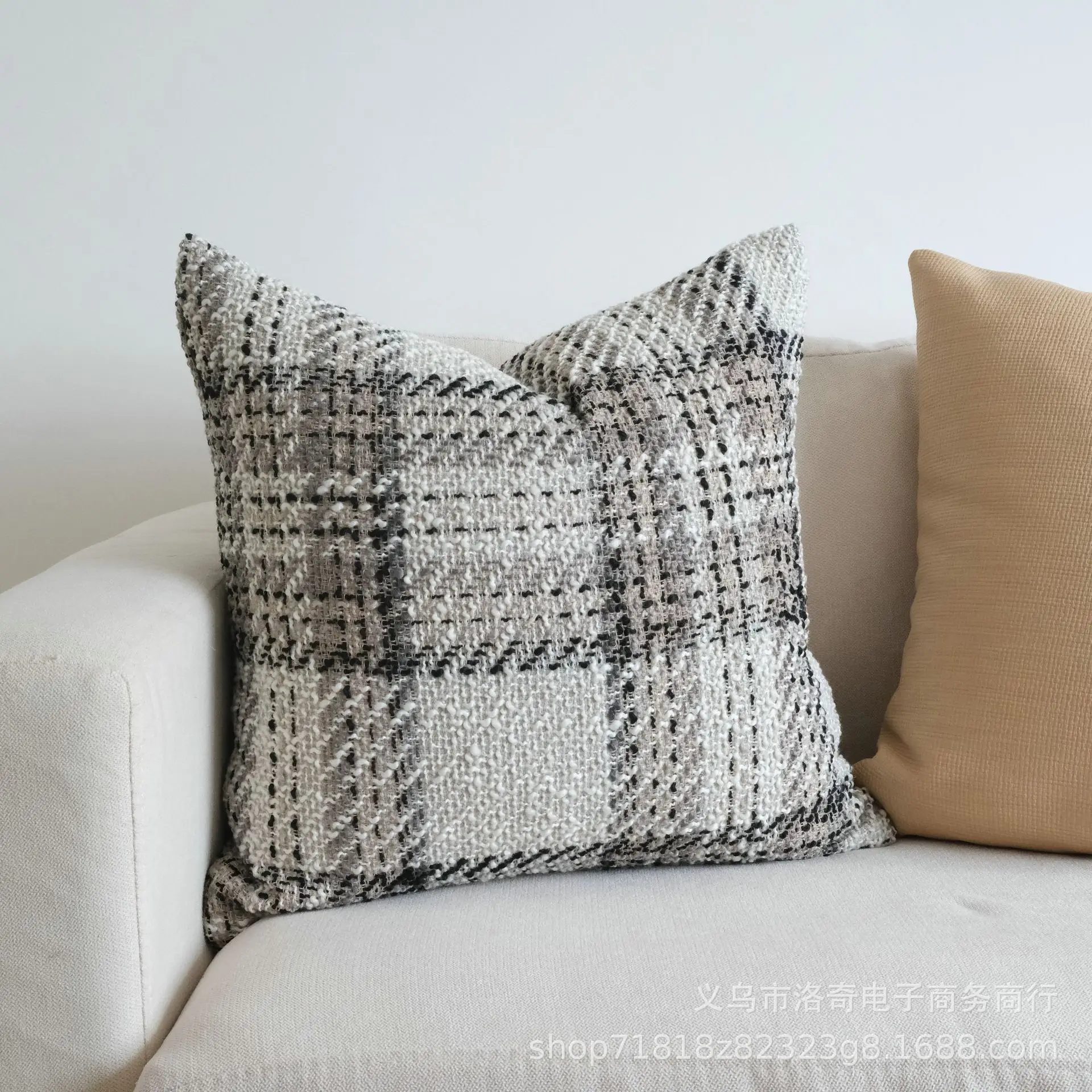 45x45cm INS Cream Knitted Plaid Pillow Cover Luxury Soft Cushion Home Sofa Window Decor Breathable Skin Friendly Pillowcase