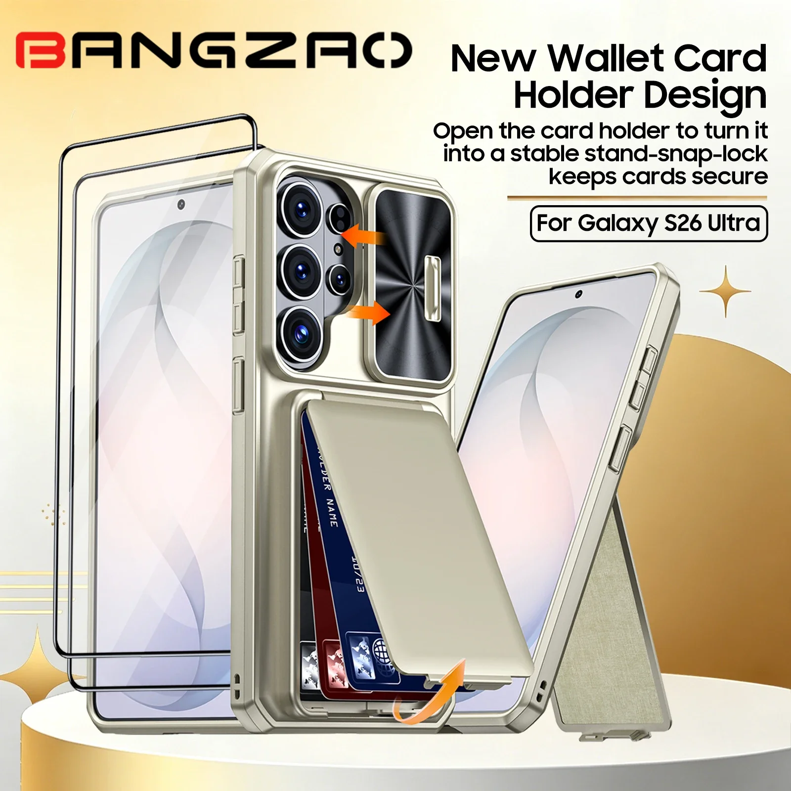 

618 Sale for Samsung S26 Ultra Card Holder RFID Blocking Shockproof and Scratch Resistant Camera Protection Phone Case-Titanium