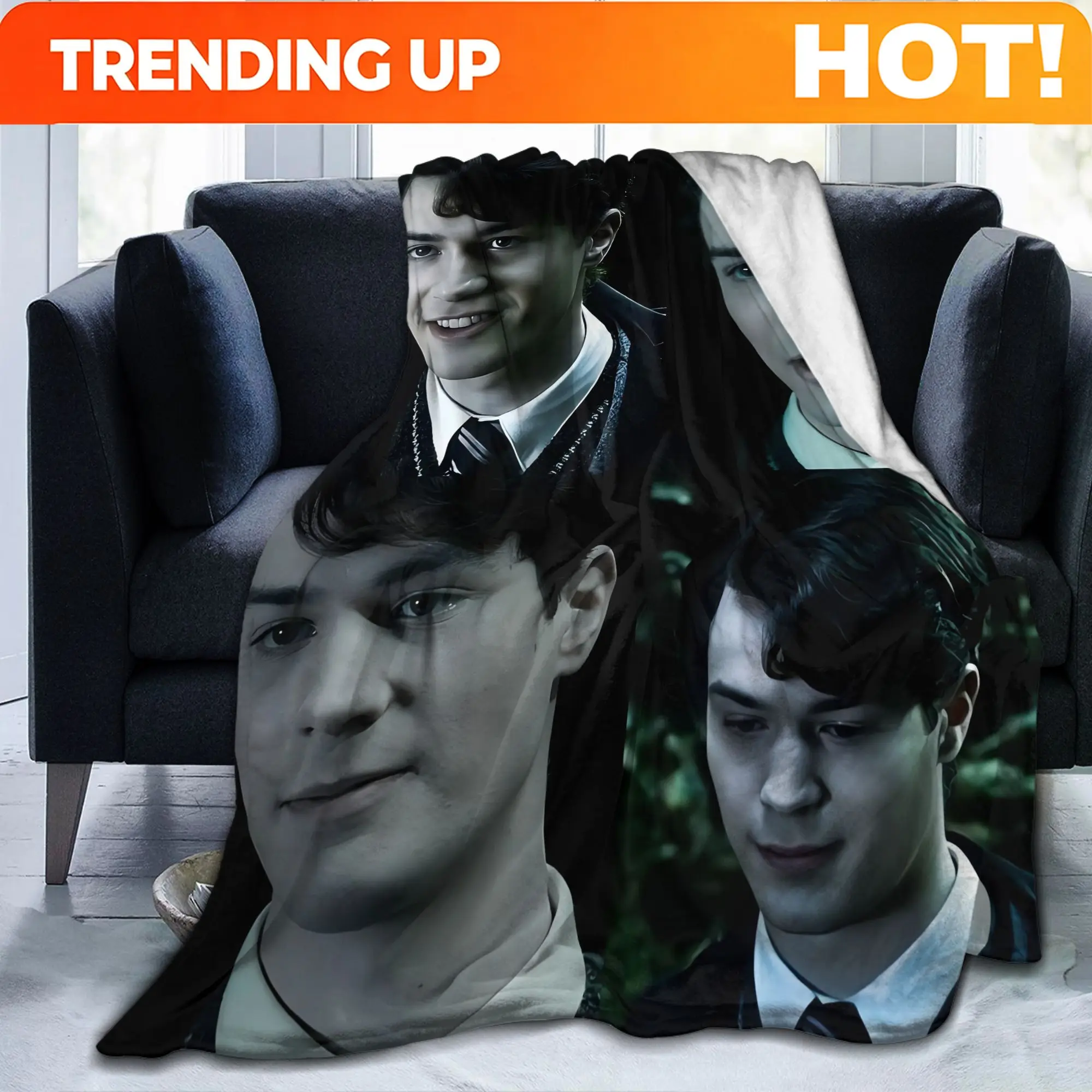 Customize Tom Riddle-Inspired Flannel Blanket - Lightweight Warmth, Polyester, Contemporary Style, All-Season Use, Mixed Colors,