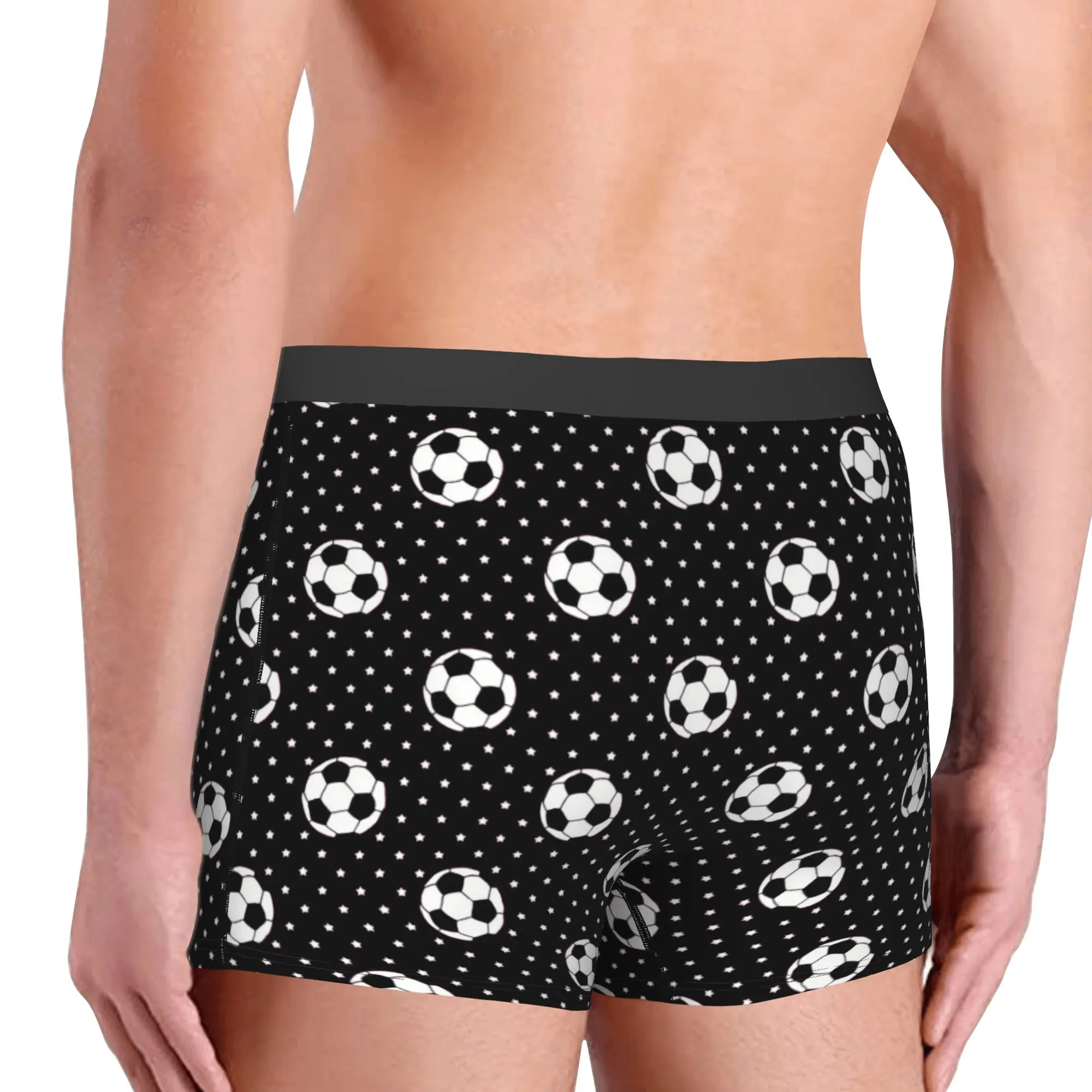 Novelty Soccer Balls And Stars On Red Boxers Shorts Panties Men's Underpants Breathable Footbally  Briefs Underwear