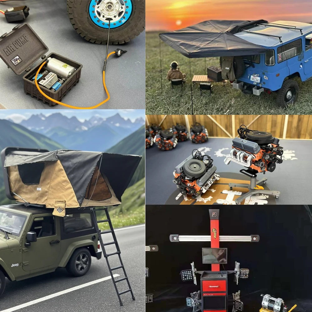 

Имитация двигателя/палатки на крыше/выравнивателя колес/автомобильный воздушный насос для 1/10 RC гусеничного автомобиля Traxxas TRX4 Defender AXIAL SCX10 RC4WD D90