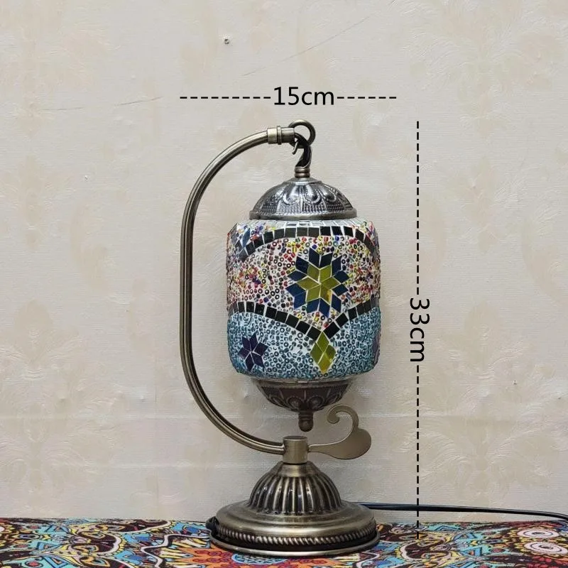 Turkey New Table Lamp Moroccan Mosaic Lampshade Bedroom Bedside Desk Lamp Living Room Ethnic Cafe Decoration Lighting