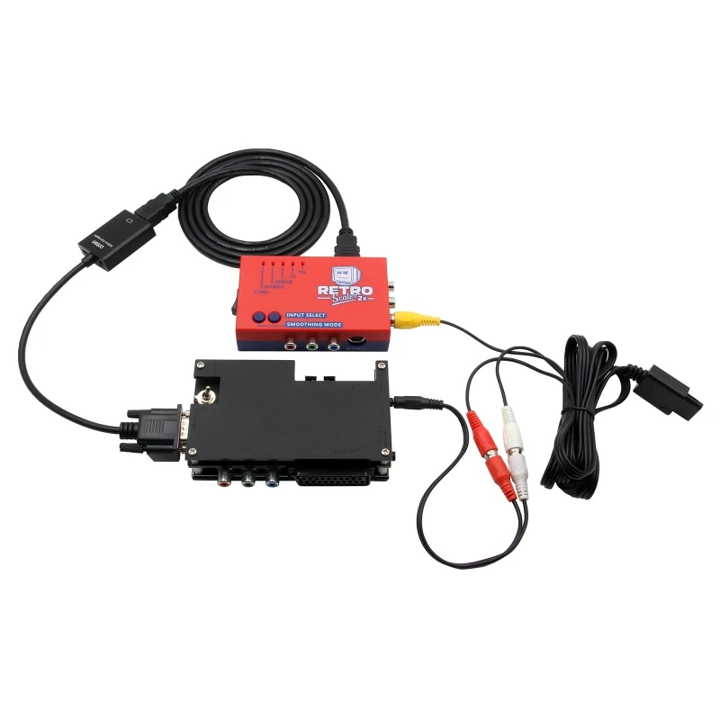 RetroScaler2x A/V-HDMI 호환 변환기 및 라인 더블러/NES 레트로 게임 콘솔 빨간색/파란색