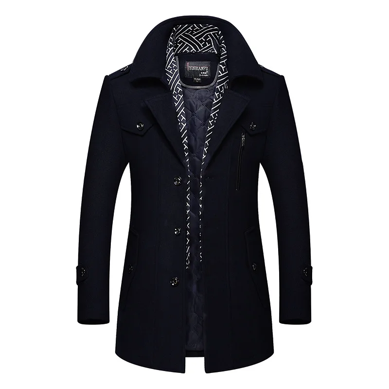 New Trendy Coat Scarf Collar Mid Length Middle Aged Thickened Polo Collar Versatile Coat