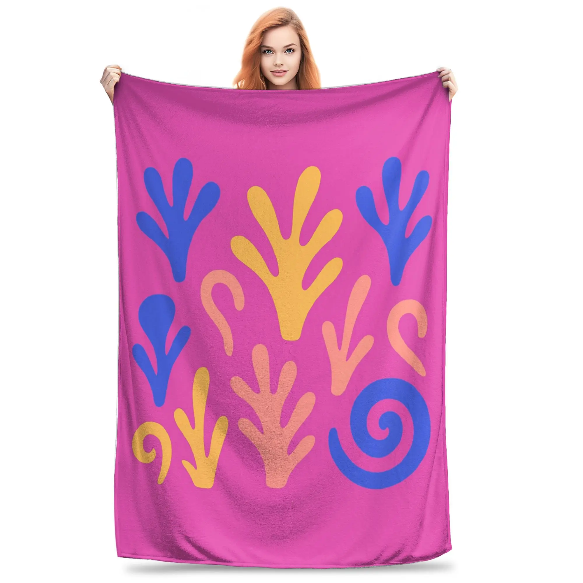 

Красочный коралловый принт с розовым флисом, одеяла для дивана, флисовое одеяло для дома, спальни, уличные пледы, покрывало, одеяло