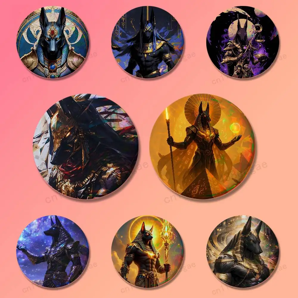 Ancient Egyptian God Anubis HD laser brooches and badges for backpacks hats  accessories