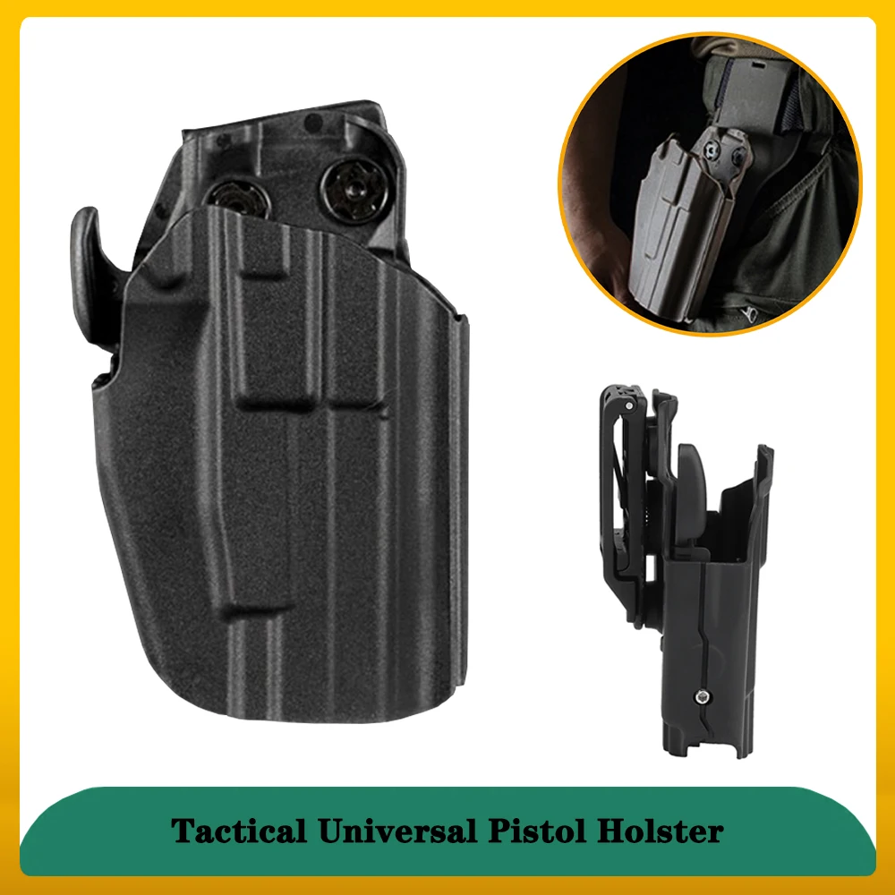 

Быстросъемная кобура для пистолета, тактическая универсальная кобура для пистолета/регулируемый задний зажим, подходит для поясных ремней, для охоты, стрельбы, правой руки