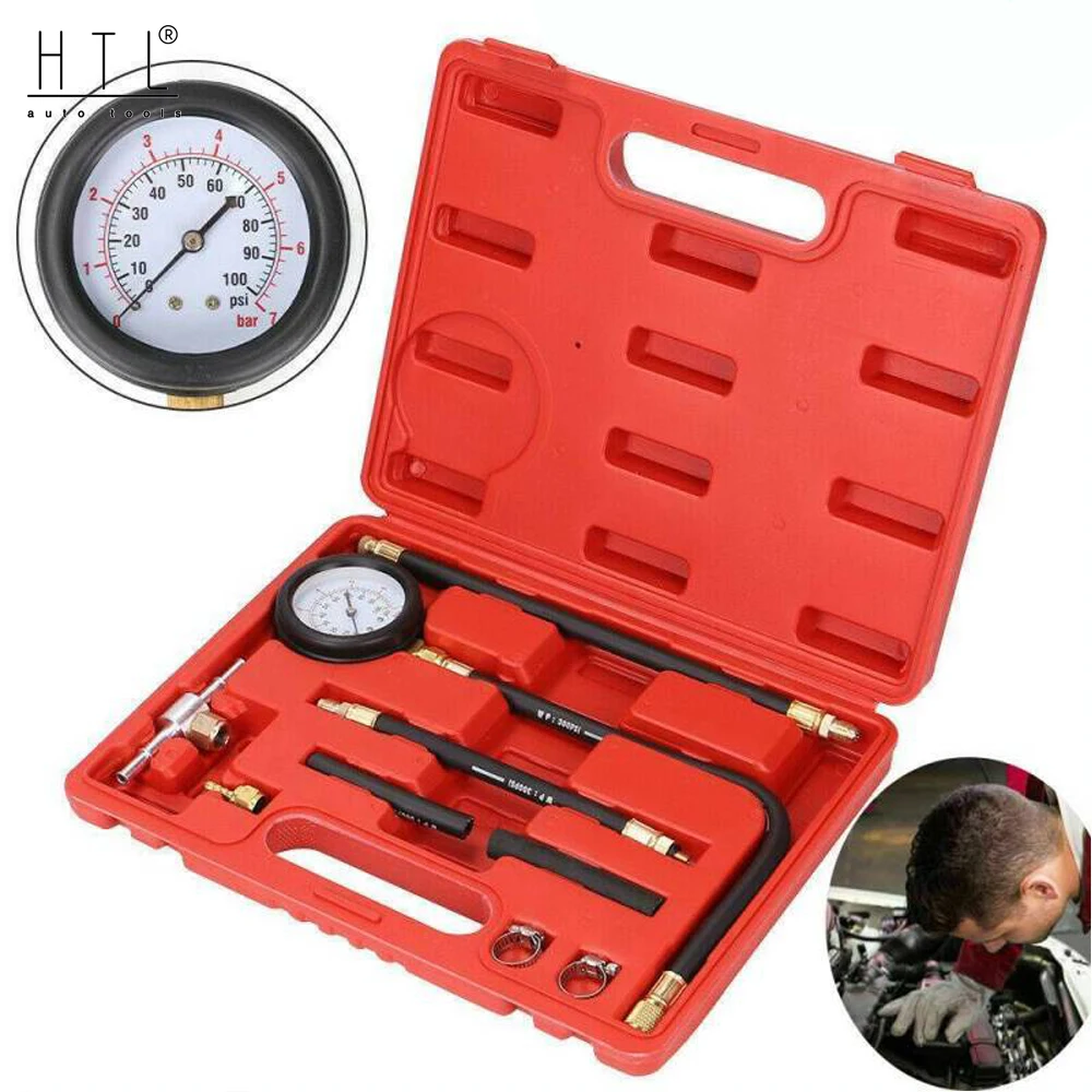 TU-113 Auto Fuel Injection Pump Pressure Tester Kit Car Petrol Gas Engine Cylinder Compression Gauge Car Diagnostic Tool