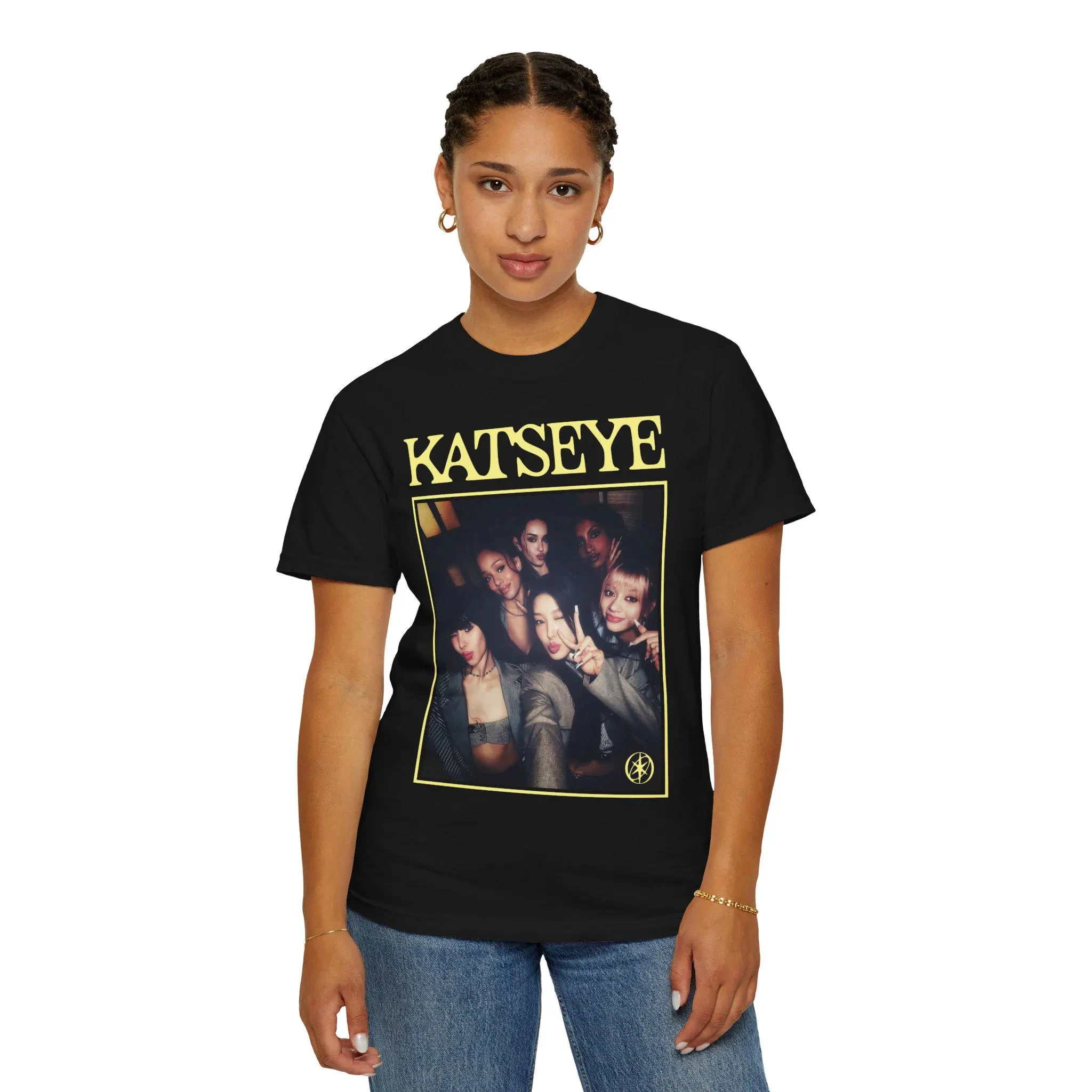 Katseye unisex short-sleeve Kids T-shirt for boys girls featuring K-pop styles like Megan Daniella Manon Lara Sofia and Yunchae