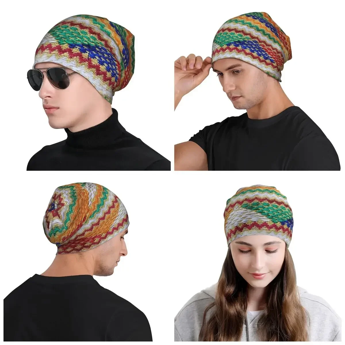 Ethiopian Hand Made Traditional Design Bonnet Hats Street Knit Hat For Men Women Winter Warm Skullies Beanies Caps