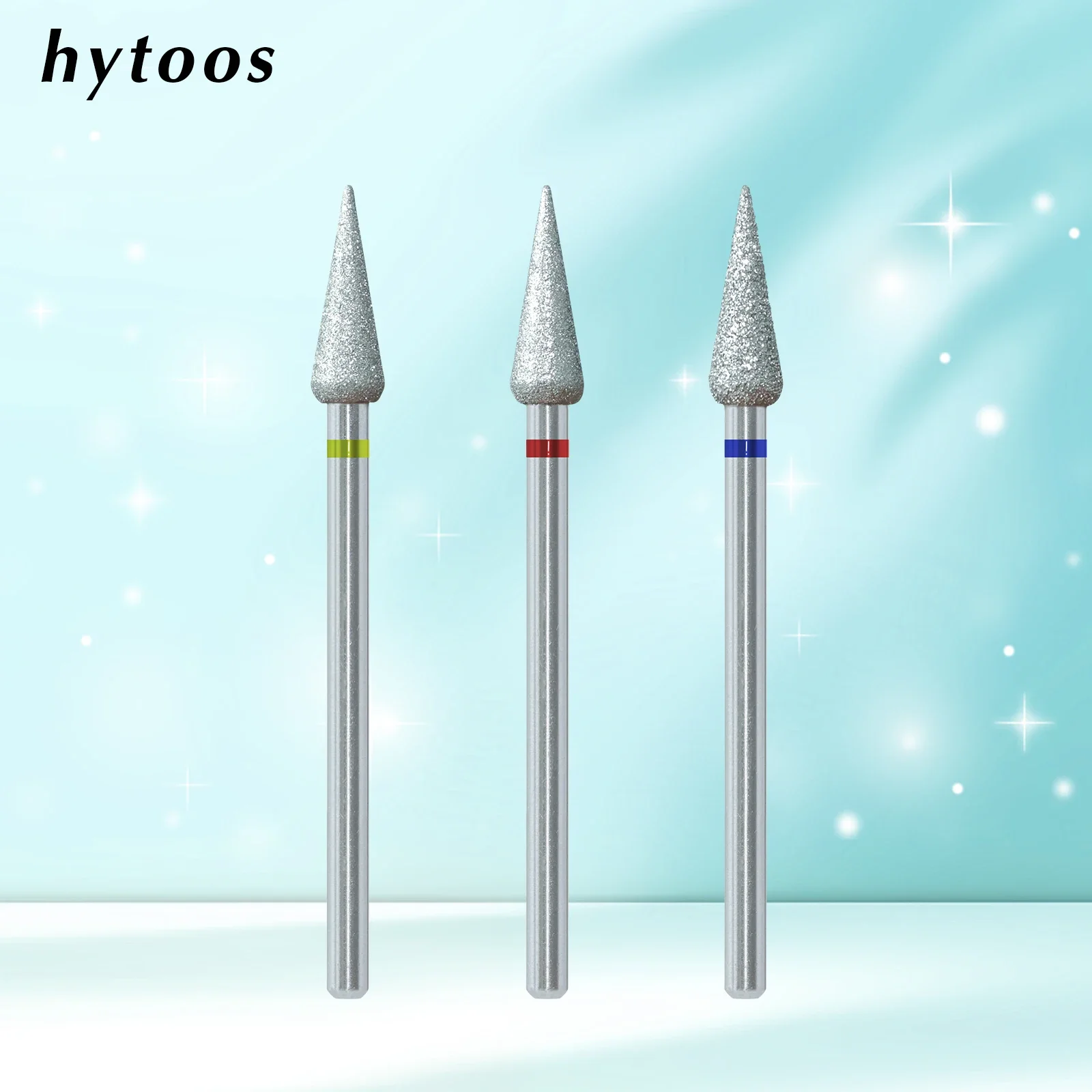 HYTOOS Pointy-bud Diamond Nail Drill Bits Chrome Pro Russian Cuticle Bit for Drills Dead Skin Cleaner Nails Pre-treatment Tool