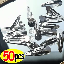 1/50pcs Simple Silver Hair Clips BB Snap Hairpins Base for DIY Handmade Barrettes Styling Tools Y2K Women Girl Hair Accessories