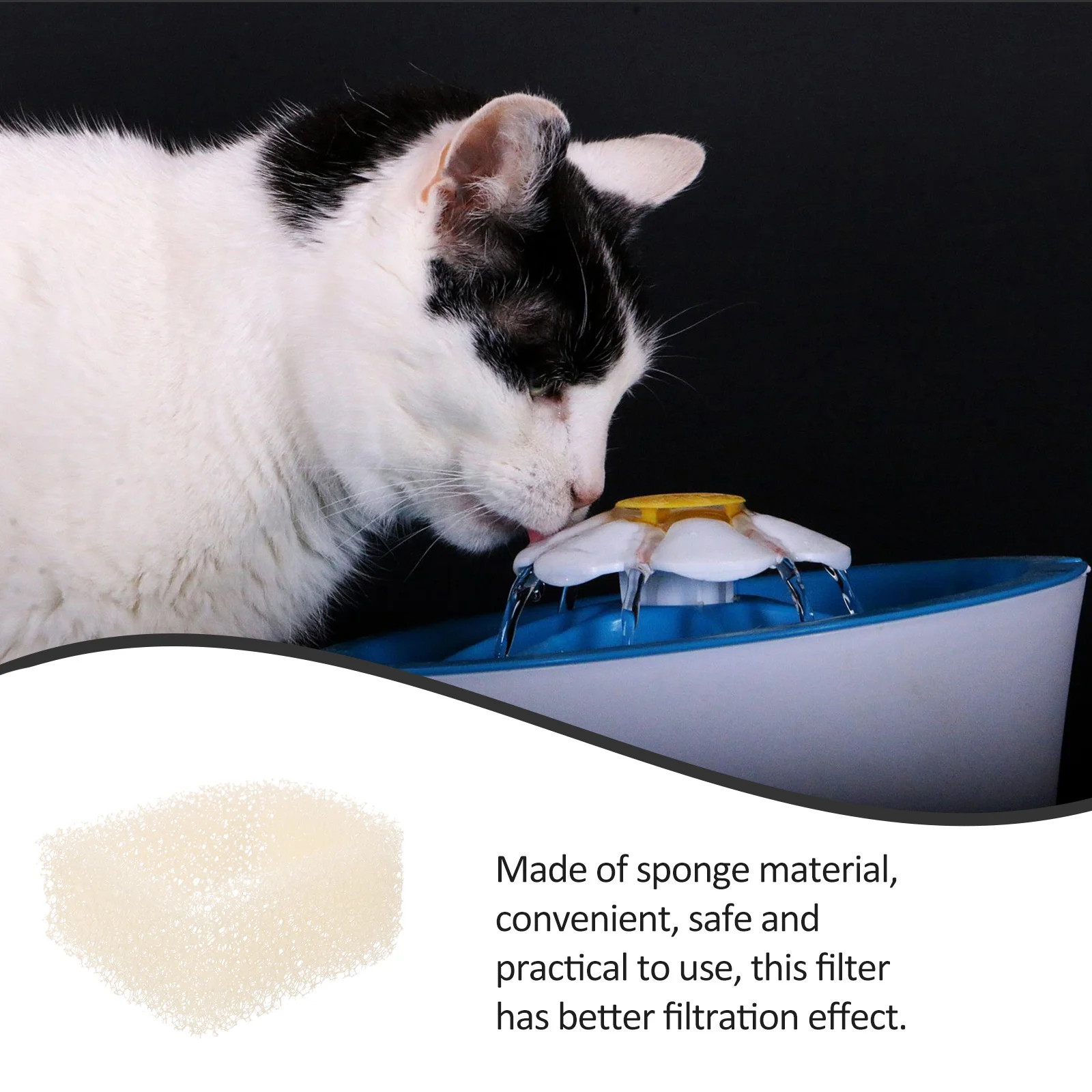 

12pcs Drinking Water Fountain Filter Replacement Sponge Mat For Cat Dog Water Dispenser Long Lasting Filtration Pet Supplies