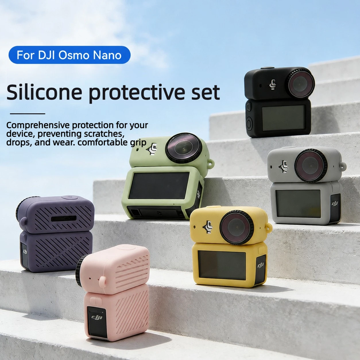 DJI Osmo Nano Camera Silicone Protector Case Shockproof Anti Scratch Lens Cap Screen Film Full Coverage Camera Accessories
