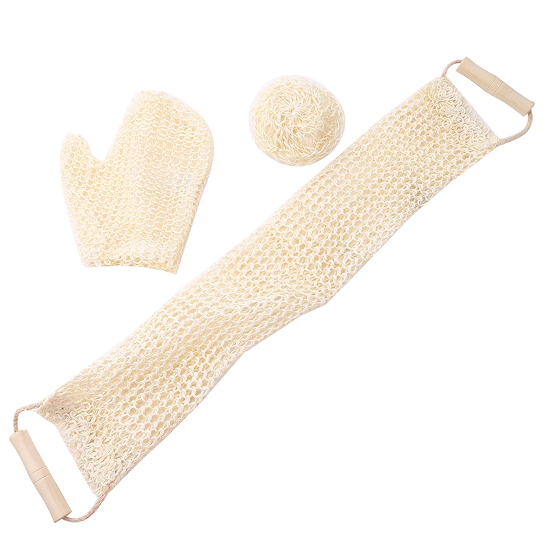 Bath Flower Pull Back Strip Scrubbing Jute Gloves Bath SetStrong Mud Bath Gloves Ball Belt Body Cleaner Exfoliating Scrubbers