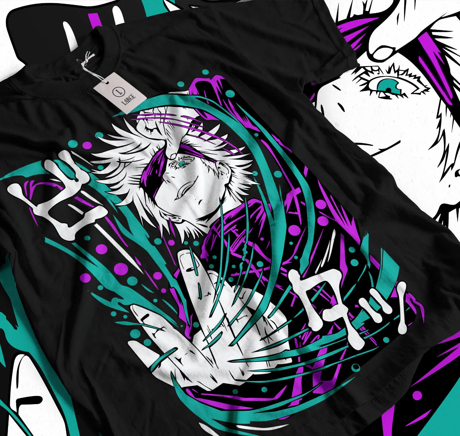 

Gojo Satoru T-Shirt Jujutsu Kaisen best Anime manga lover black t-shirt 013