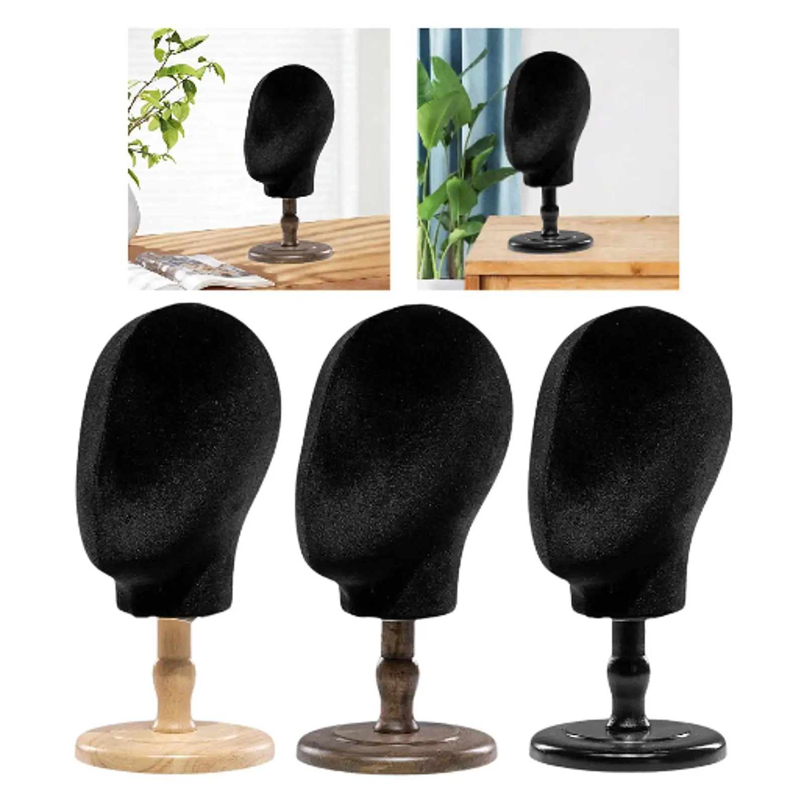 Wig Holder Desktop Decor Hat Storage Hairdresser Training Stable Home Salon Stylist Hat Display Wooden Base Display Rack for Wig