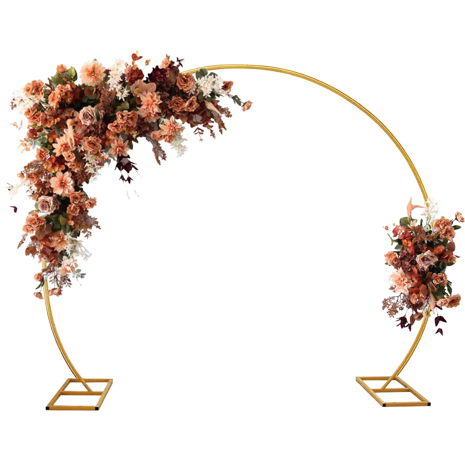 Support d'arche de mariage doré de 2,5 m, support de toile de fond réglable en hauteur pour décorations de fête, support pour ballons et fleurs.