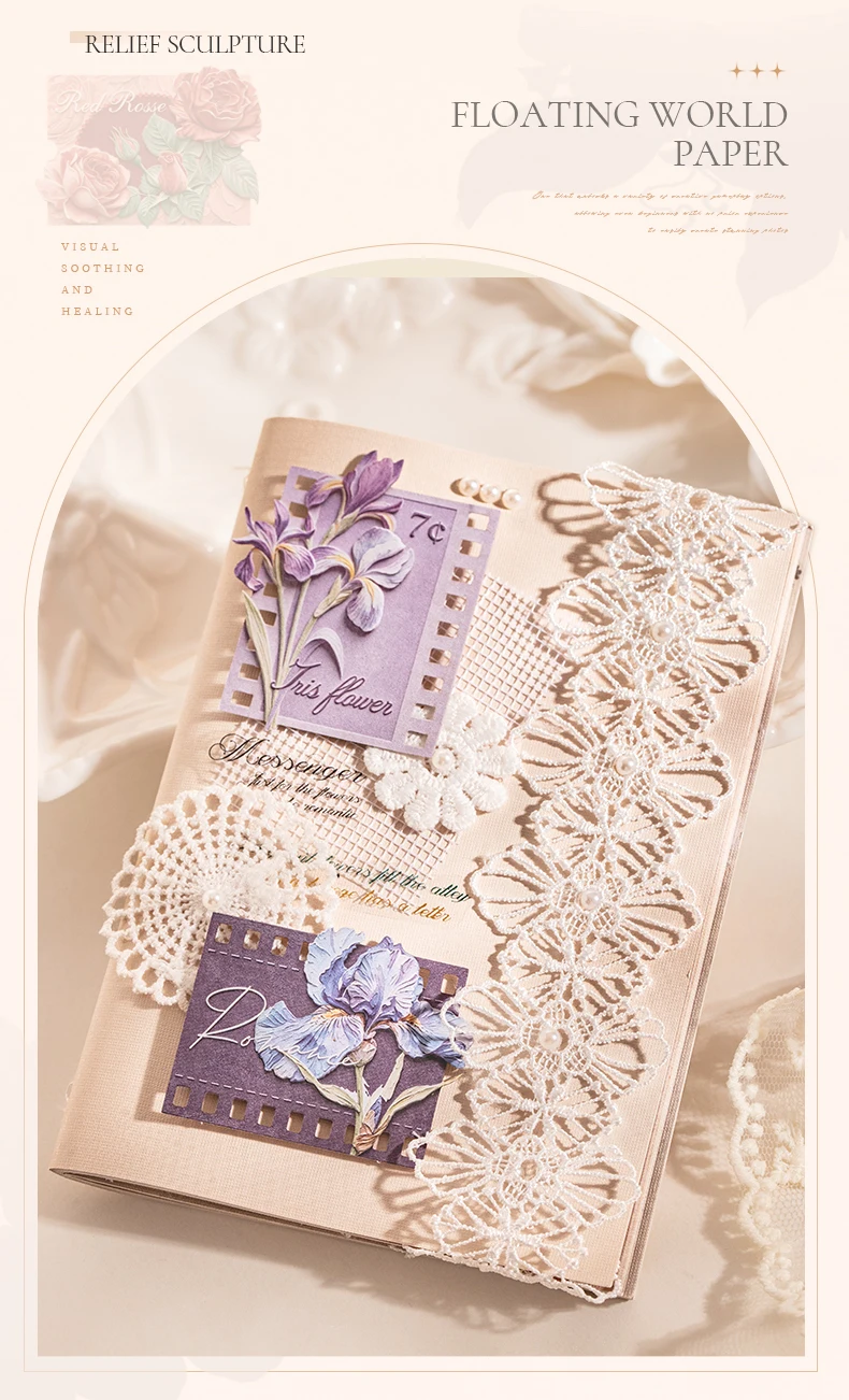 Journal GO 15-teiliges Set mit geprägten Textur-Aufklebern für Journaling, Scrapbook-Dekoration, 3D-Blumen-Sticker für Collage, Geschenkkarten, DIY – Detail 14