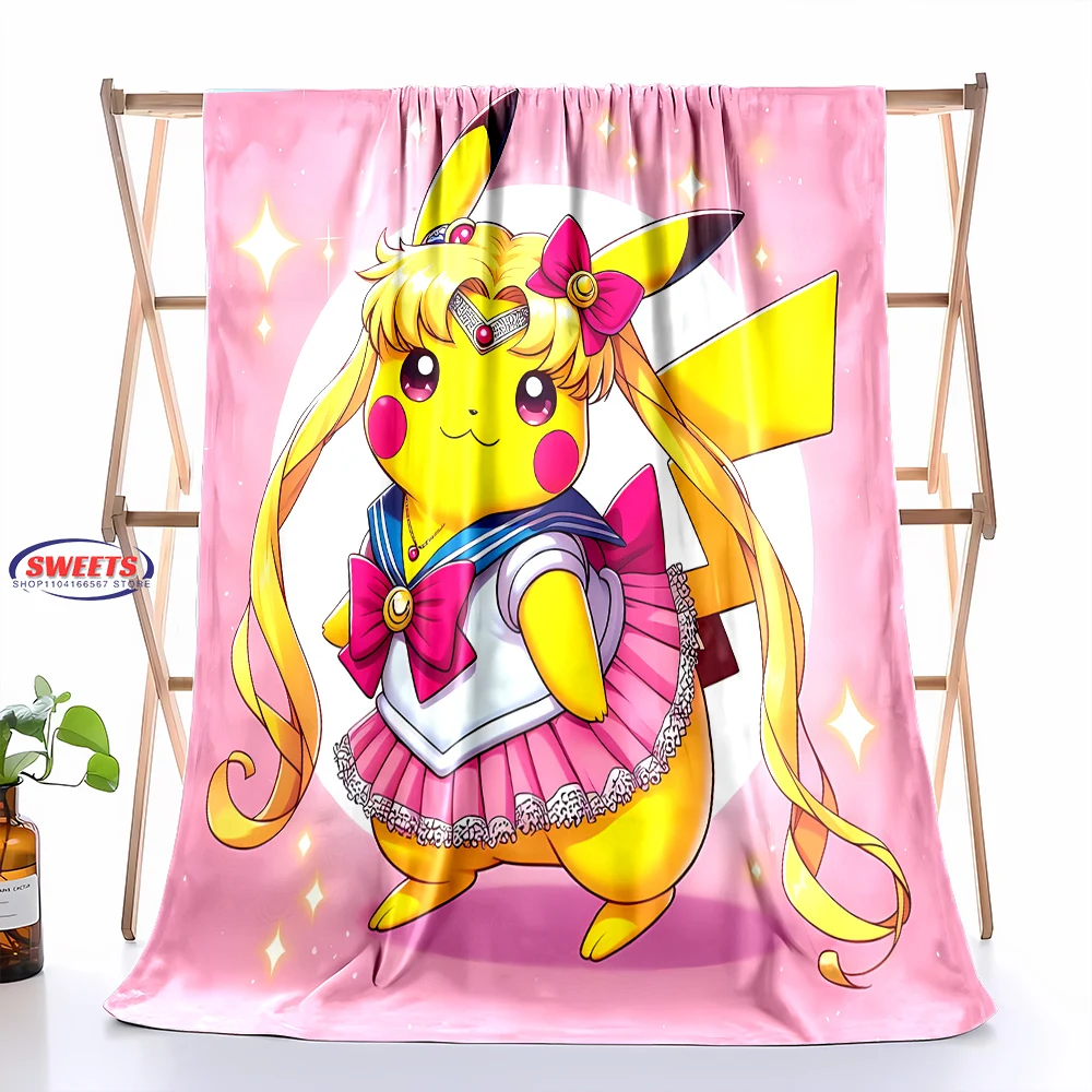 3D Pokemon Unique Pikachu Flannel Blanket for Bed Bedroom Sofa Picnic, Throw Blanket for Cover Outdoor Leisure Nap Birthday Gift