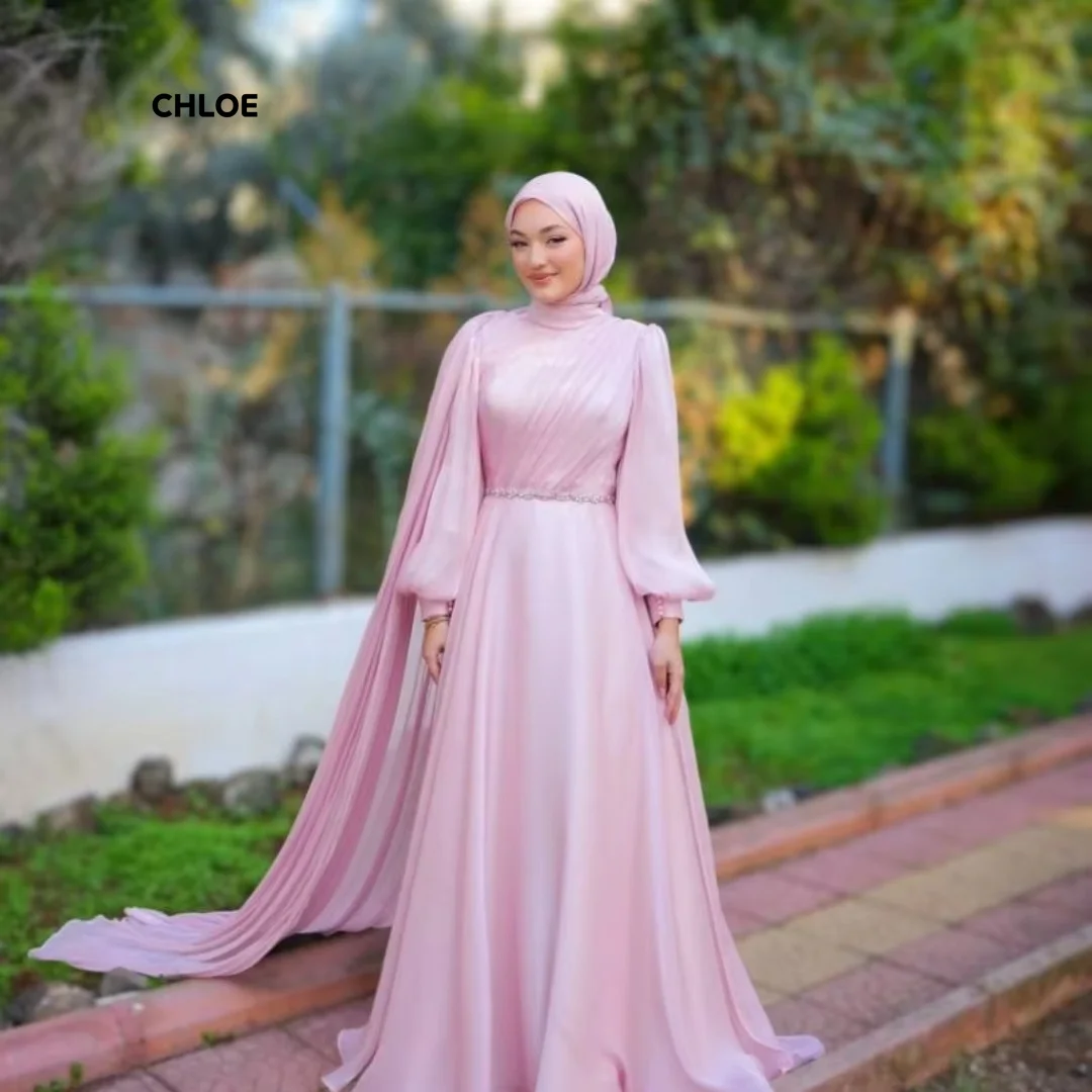 Linea A Abiti da sera Donna Abiti da festa eleganti per le donne 2024 Scialle Abito da cerimonia nuziale su misura Abiti da ballo a maniche lunghe