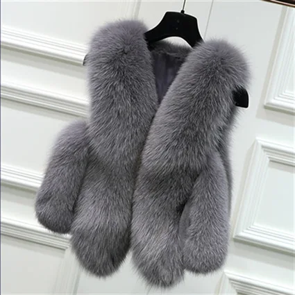 

2025 Winter Women's Imitation Fur Vets V-neck Pullover Solid Color Furry Female Eco Fur Jacket Desinged Mink Fur Coat For Lady