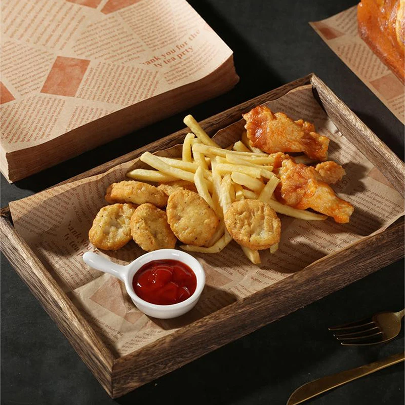 50/100pcs Oil-Proof Paper For Wrapping Sandwich Packaging Burger Bread Fried Food Fryer Air Baking Paper Plate Mat Accessories