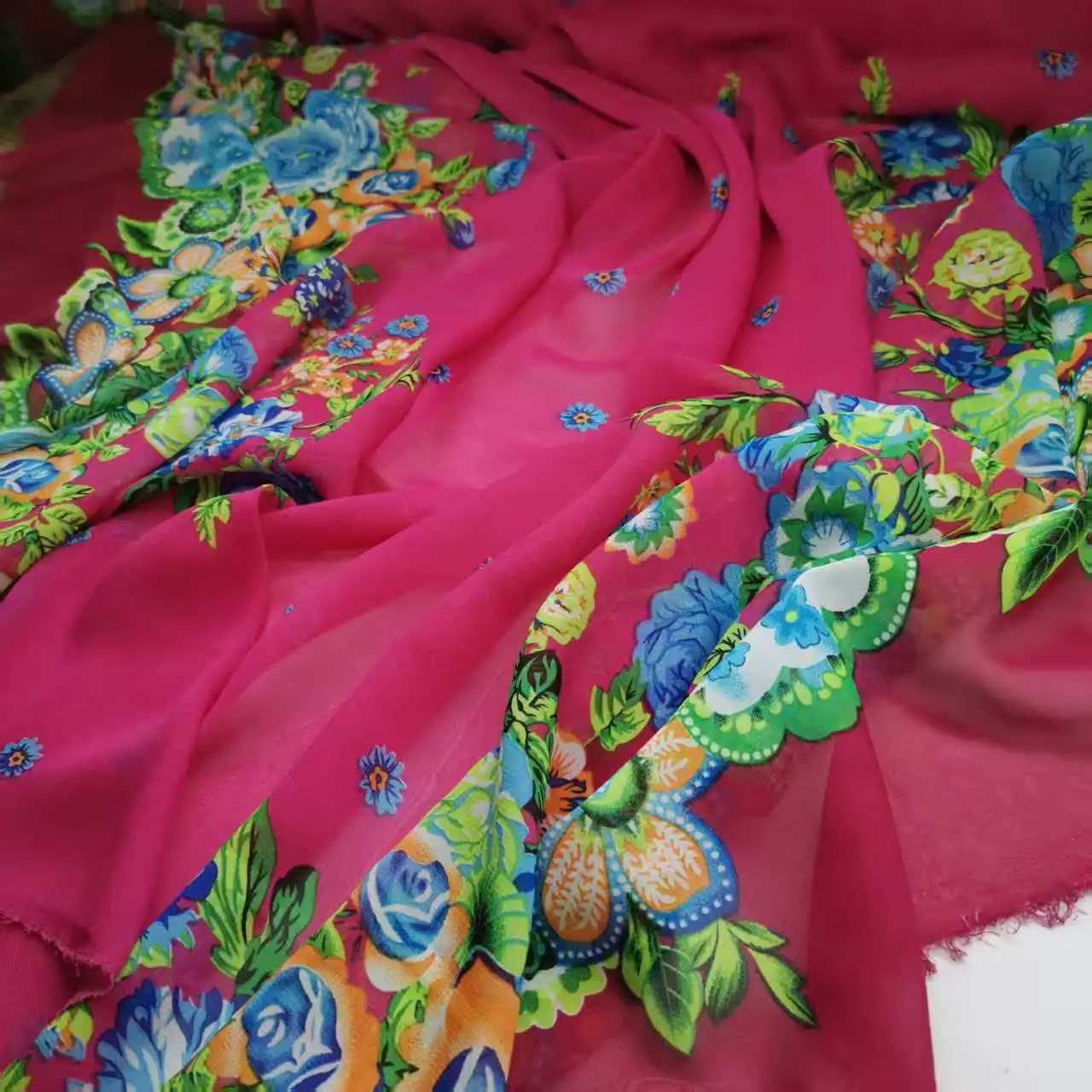 Chiffon Fabric Summer Chiffon Sunscreen Fabric Dress Printed Fabric Floral Printed Chiffon Dress Fabric