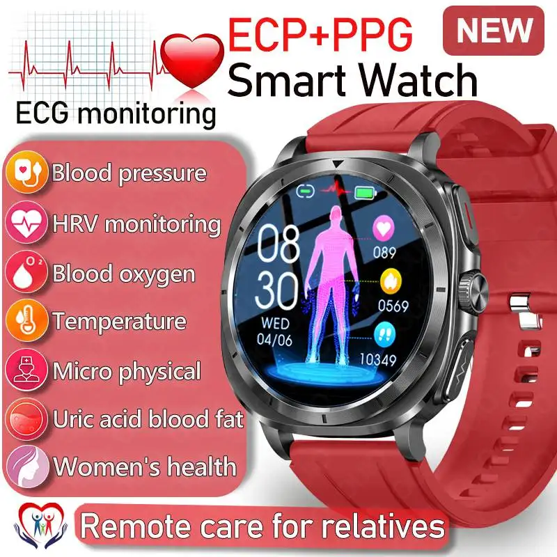 

2025 New ECG+PPG Smartwatch NFC Health Monitor Uric Acid Blood Pressure Blood Oxygen Body Analysis Clock Men Lady Smart Watch