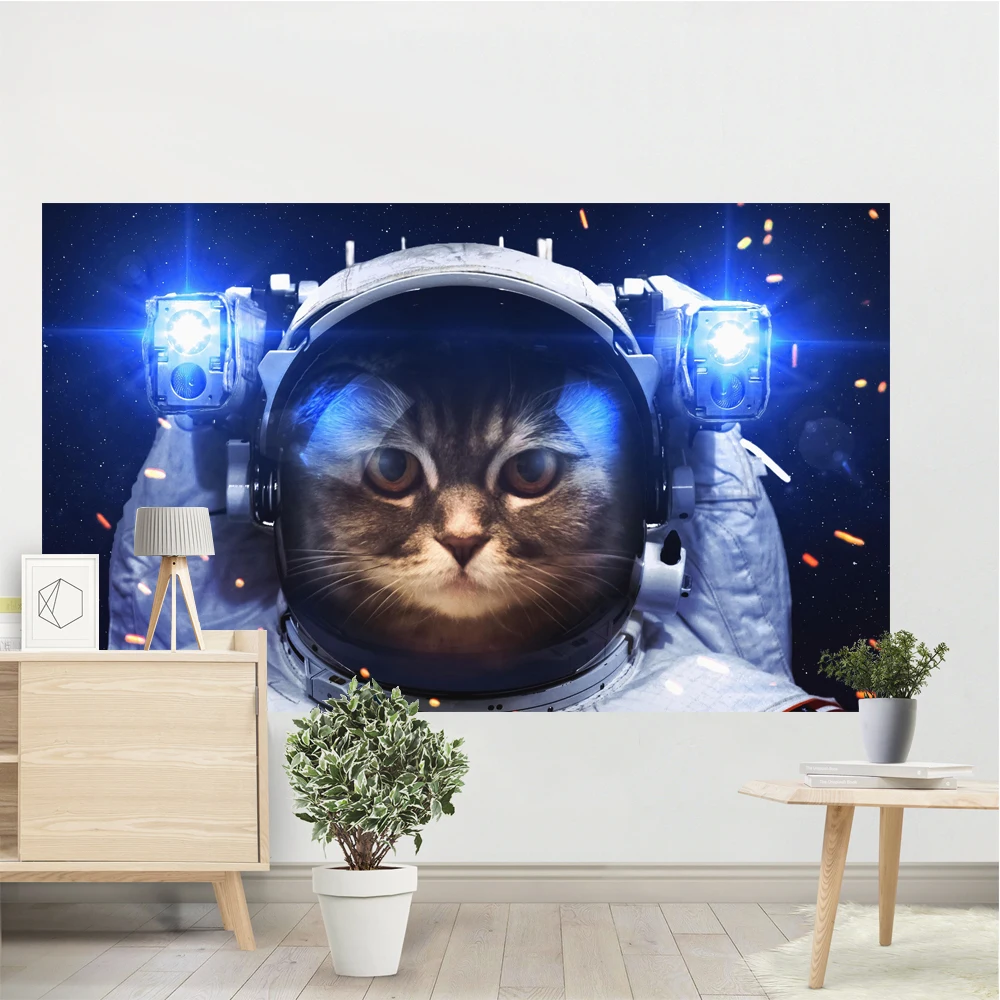 Space Cat Tapestryspace Sci-Fi Cool Student Dormitory Wall Decoration Banner