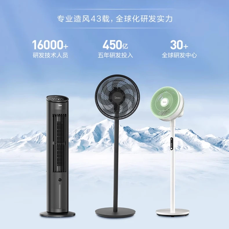 مروحة أرضية كهربائية من ميديا، توربينات رياح منزلية كبيرة، مروحة صامتة عمودية قوية وموفرة للطاقة