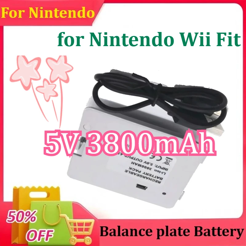 

High Capacity Li-ion Rechargeable Battery Pack with USB Charging Cable for Nintendo Wii Fit Balance Board Batteries 5V 3800mAh