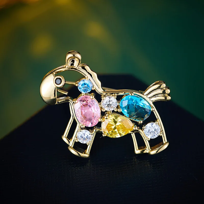 

New Stylish GemHorse Exquisite Micro-Set Colored Gem Zircon Brooch Suit Lapel Pin banquet dress accessories