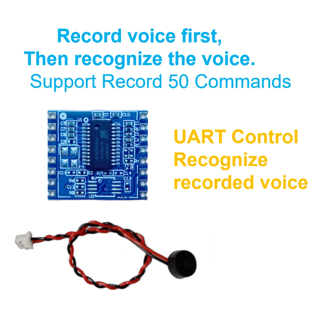 

[R]Record Voice Recognition Module DM50A(Record Ver) Offline Recognition UART Control Compatible with Ard. Record Train Control