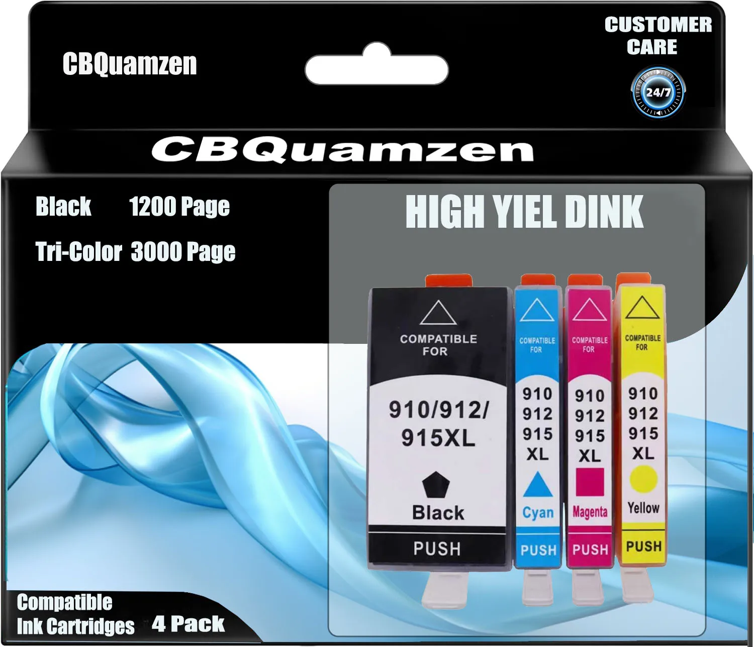 

910XL Ink Cartridges Replacement for 910XL 4 Combo Pack (Black,Cyan,Magenta,Yellow) Compatible to use with OfficeJet pro 8020