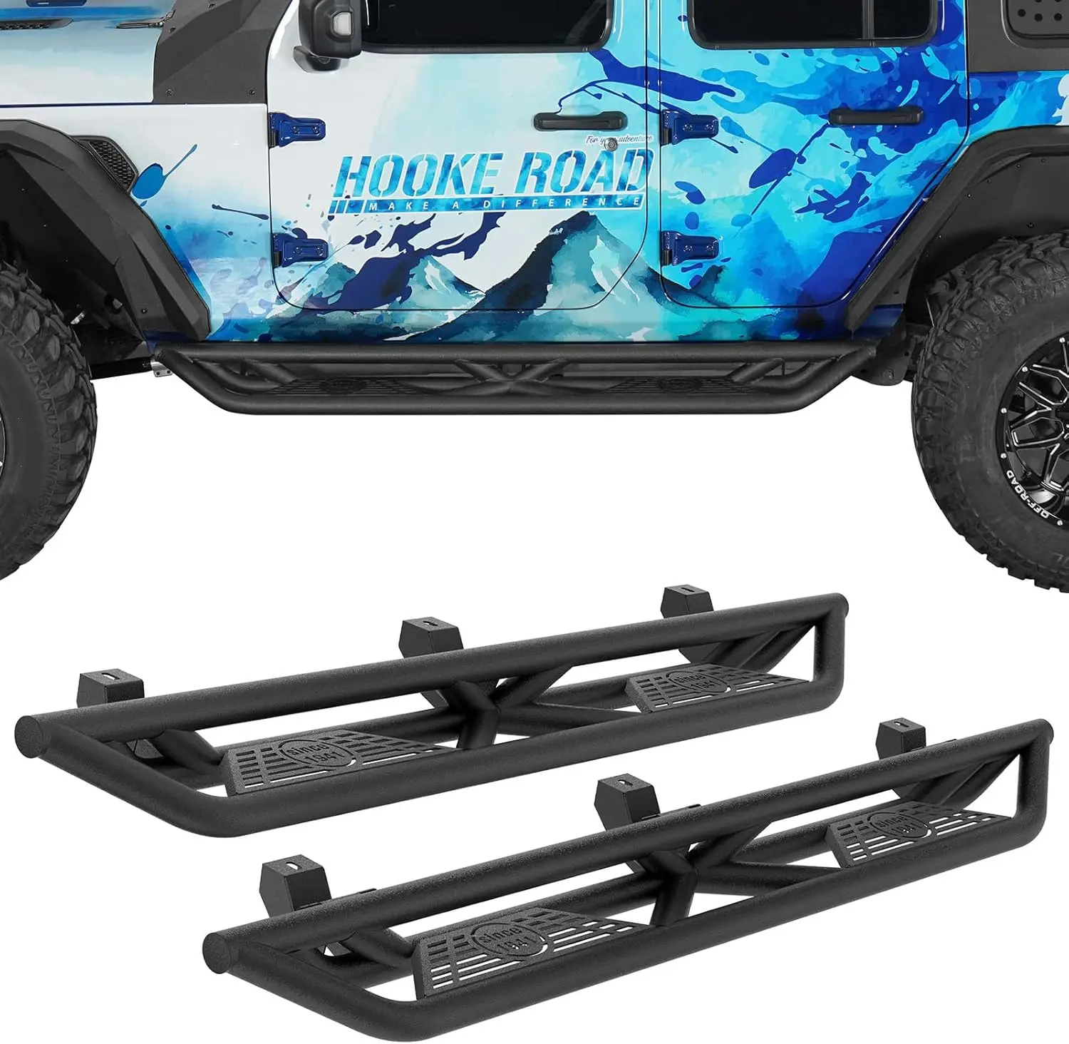 

Подносы для бега Wrangler JL, опускающиеся боковые ступеньки Nerf Bar для 2018-2025 Jeep Wrangler JL Unlimited 4-дверные спортивные Sahara Rubicon