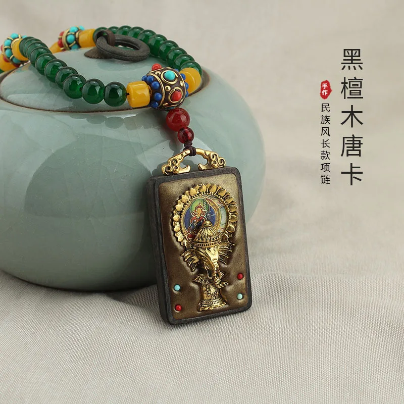 DIY accessories Tibetan Nepalese Thangka Pendant Necklace New Chinese Style Long Sweater Chain Retro Ethnic Style Accessories Pe