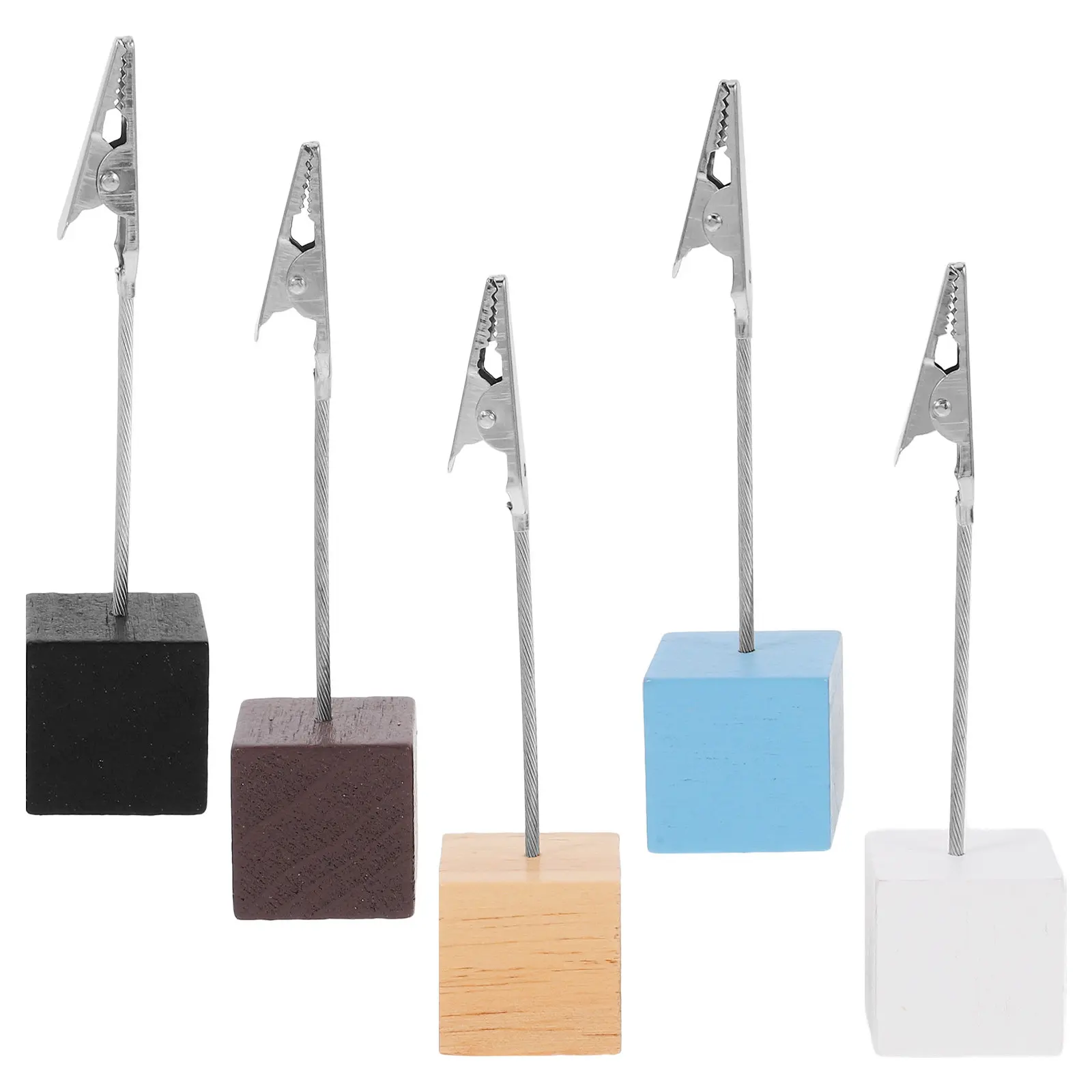 5Pcs Table Number Card Holder Wooden Metal Clip Photo Memo Stand Office Desk Display Organizer Photo Holder Table Number Stands