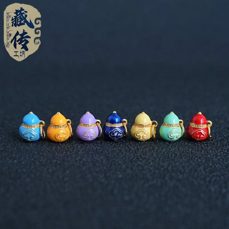 Colorful Gourd Side Hanging Fu Lu Pendant Handmade Woven Rope DIY Accessory for Bracelet Necklace Jewelry Making Gift Men Women