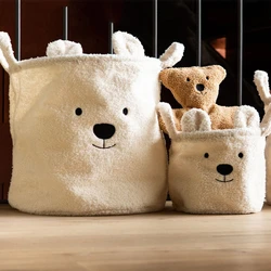 Cute Plush Bear Folding Basket for Children, Children Room Storage Bag, Toys, Clothes, Towels, Blankets, Home Organizer