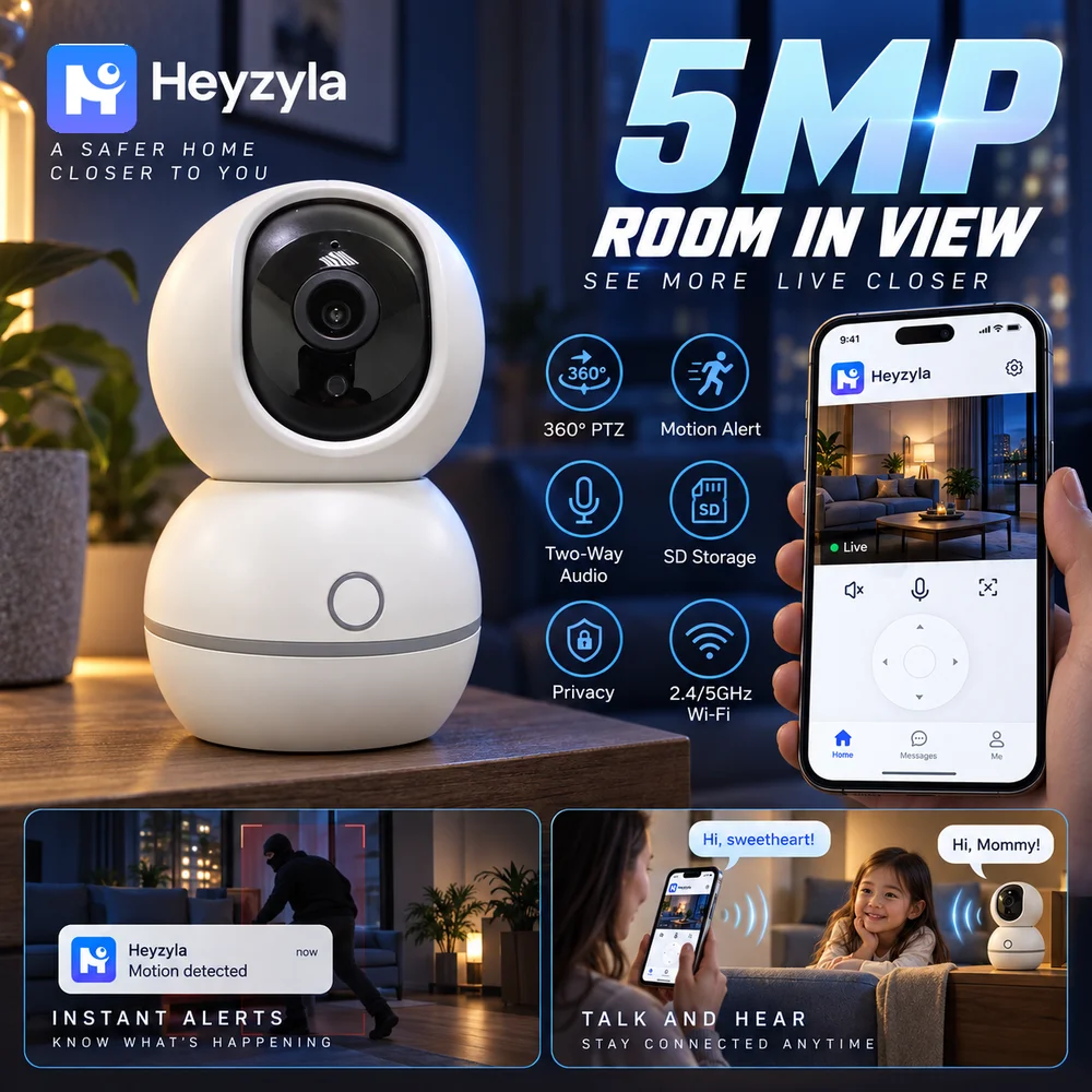 5MP 2K WiFi Baby Monitor Indoor Pet Camera One-Touch Video Call Auto Tracking Two-Way Audio Home Surveillance