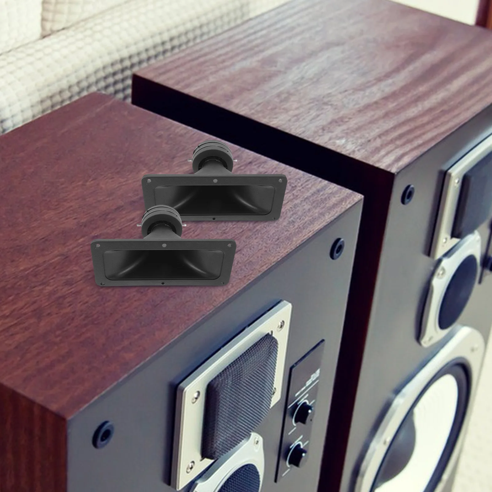 

2pcs Horn Tweeter Rectangular Stage Audio Speaker High Frequency Output Compact Portable Design Plastic Pp Material For Live