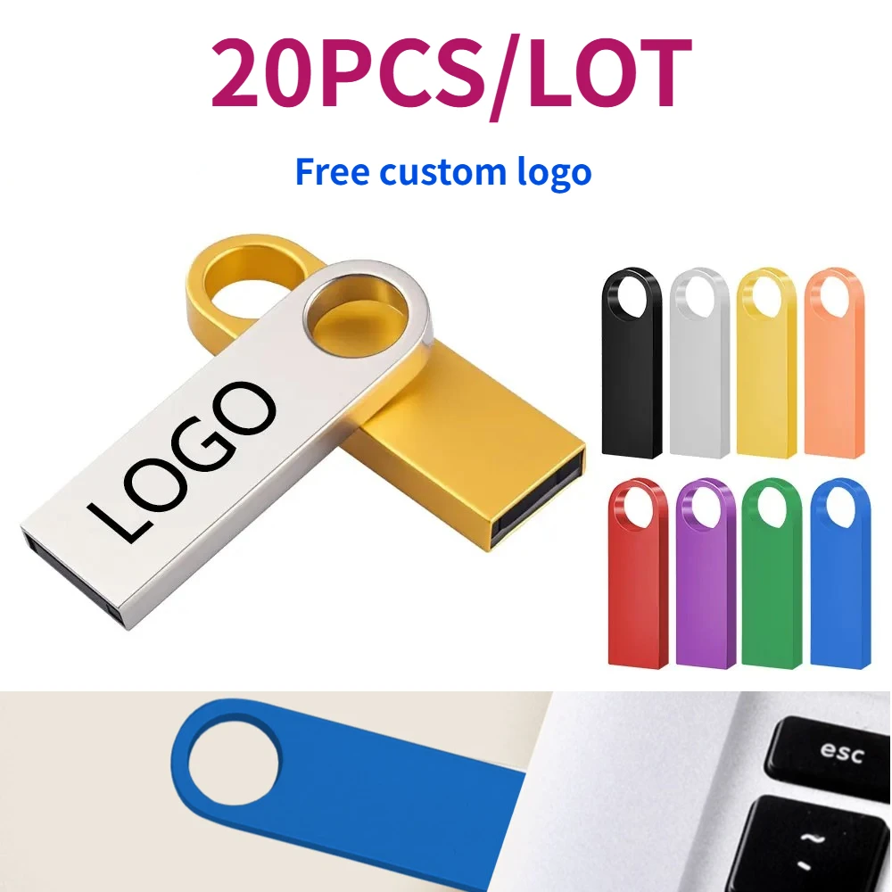 

20PCS Flash Drives Metal 64GB usb2.0 Black 32GB Pen Drive 16GB Memory Stick Free Custom logo U Disk 8GB 4GB ceative Gift 128MB