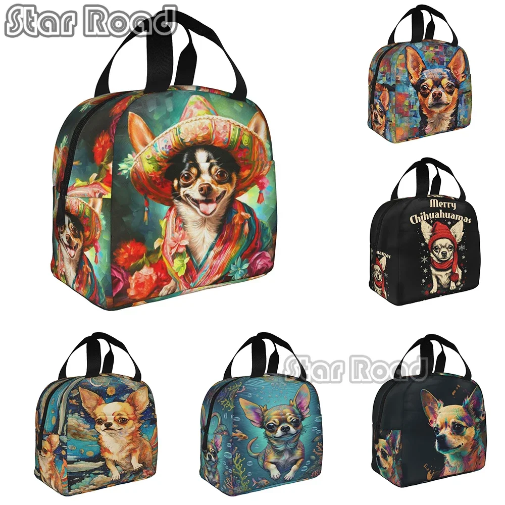 Chihuahua Dog Insulated Lunch Bag for Women Portable Animal Puppy Lovers Cooler Thermal Lunch Tote Office Work School