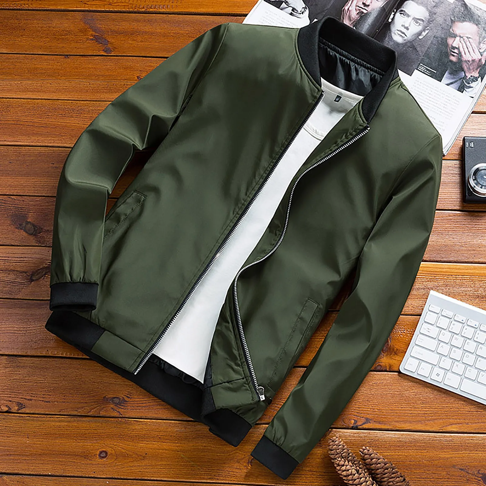 

2023 Spring Men Bomber Jackets Male Outwear Slim Fit Solid Color Coats Fashion Zipper Streetwear Baseball Jackets Warmer Outwear