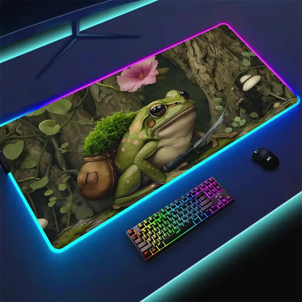 

RGB anime Mouse pad Funny frog design LED glow gaming mat rubber anti-slip Desk Mat gamer pc accessories Gaming keypad mousepad