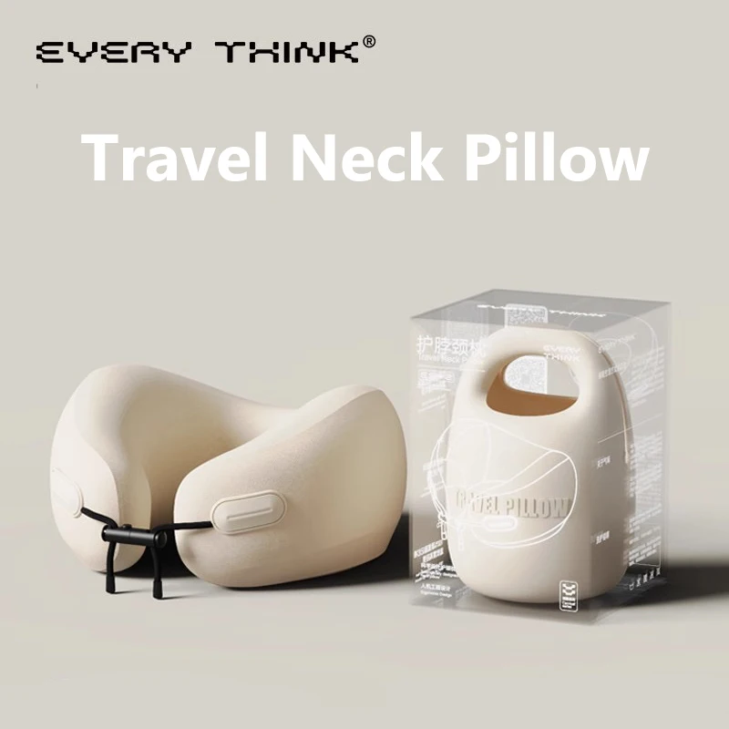 

EVERYTHINK Travel U-shaped Pillow Chin Neck Support Memory Foam Neck Pillow Compact Airplane Pillow for Traveling Flight Car