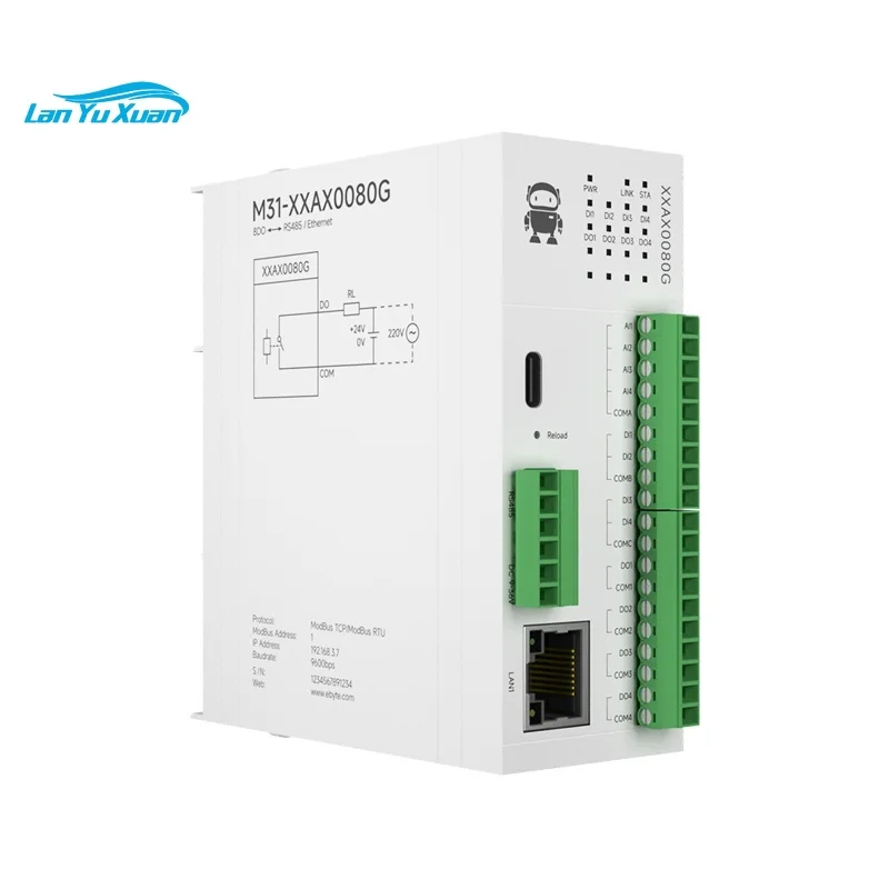 

Ebyte M31-XXAX0080G Dp Distributed I/O Basic Modules RS485 RJ45 hosts support Modbus TCP and Modbus RTU for acquisition control