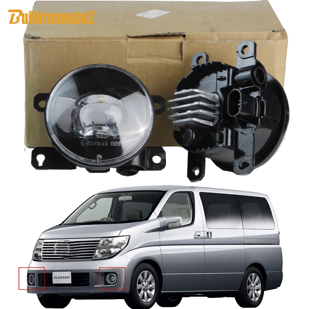 2 X 30W H11 Car Adjustable LED Lens Fog Light Assembly 90MM Diameter For Nissan ELgrand E51 2004 2005 2006 2007 2008 2009 2010